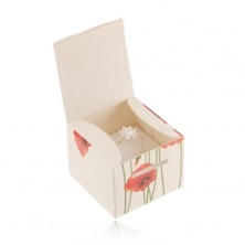 Papierová krabička na darček - prsteň, prívesok alebo náušnice, motív vlčích makov
