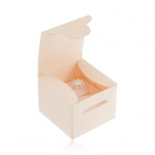 Krémová darčeková krabička na prsteň, náušnice alebo prívesok, šikmé zárezy