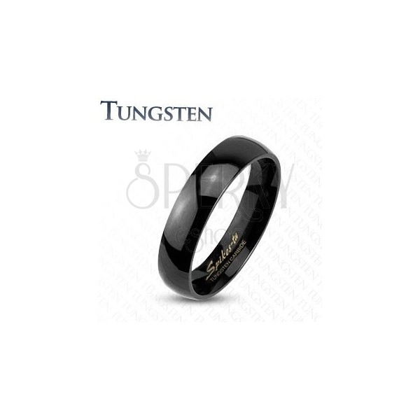 Wolfrámový prsteň v čiernom odtieni, zrkadlovolesklý hladký povrch, 4 mm