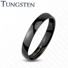 Tungstenový hladký čierny prsteň, vysoký lesk, 2 mm