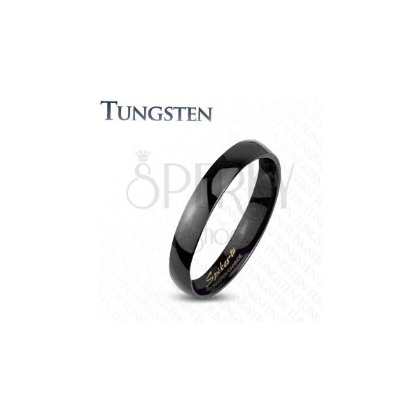 Tungstenový hladký čierny prsteň, vysoký lesk, 2 mm