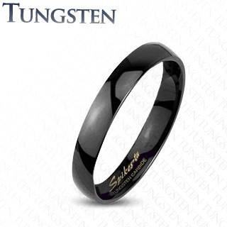 Tungstenový hladký čierny prsteň, vysoký lesk, 2 mm - Veľkosť: 55 mm