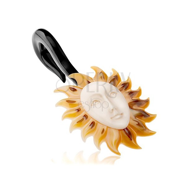 Plug do ucha z organického materiálu, čierny háčik, slnko s bielou tvárou