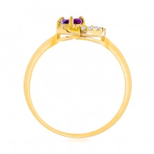 Zlatý prsteň 585 - tenký zirkónový polmesiac, ametyst vo fialovom odtieni