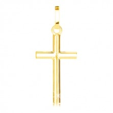 Zlatý prívesok 375 - lesklý latinský krížik s okrúhlym prierezom ramien