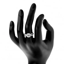 Zásnubný prsteň, striebro 925, zirkónové vlnky, okrúhly brúsený zirkón