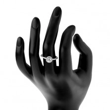 Zásnubný prsteň, striebro 925, okrúhly číry zirkón s ligotavou kontúrou