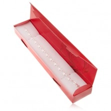 Červená papierová krabička na retiazku, náramok alebo hodinky, čierny ornament
