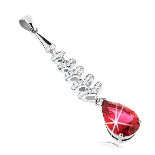 E-shop Šperky Eshop - Ligotavý prívesok - striebro 925, číre šípky, brúsený zirkón v červenej farbe V03.13