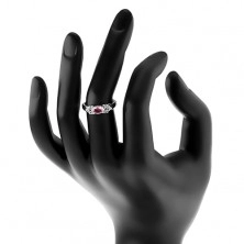 Ligotavý prsteň v striebornom odtieni, ružovo-číra zirkónová mašlička