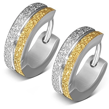 E-shop Šperky Eshop - Kĺbové náušnice z ocele 316L, pieskované okraje v zlatom a striebornom odtieni AC10.09
