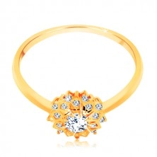 Zlatý prsteň 585 - trblietavé slnko zdobené okrúhlymi čírymi zirkónikmi