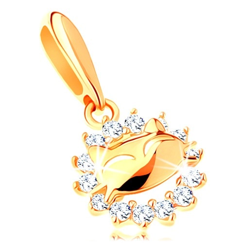 E-shop Šperky Eshop - Ligotavý prívesok v žltom 14K zlate - zirkónová kontúra kruhu, mačička GG119.03