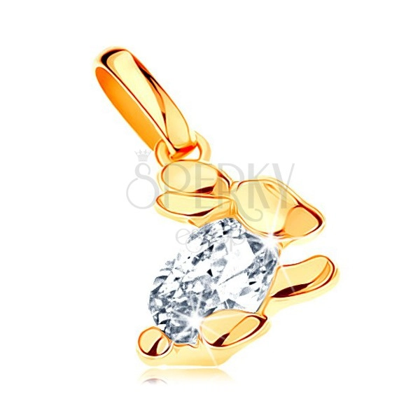 Zlatý prívesok 585 - ligotavý zajačik s čírym zirkónovým telom