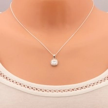 Strieborný náhrdelník 925, prívesok na retiazke, číry zirkónový štvorec s lemom