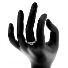 Zásnubný prsteň, striebro 925, veľký okrúhly zirkón, trblietavé ramená