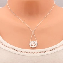 Strieborný náhrdelník 925, retiazka a prívesok - strom života so zirkónovým lemom