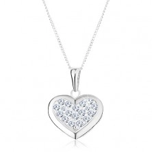 Strieborný 925 náhrdelník, prívesok na retiazke, súmerné srdce zdobené zirkónmi