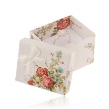 Darčeková krabička na prsteň, náušnice alebo prívesok, farebné kvety, mašľa