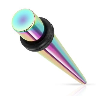 Expander do ucha z ocele 316L, dúhové farby, titánový povrch - Hrúbka: 8 mm