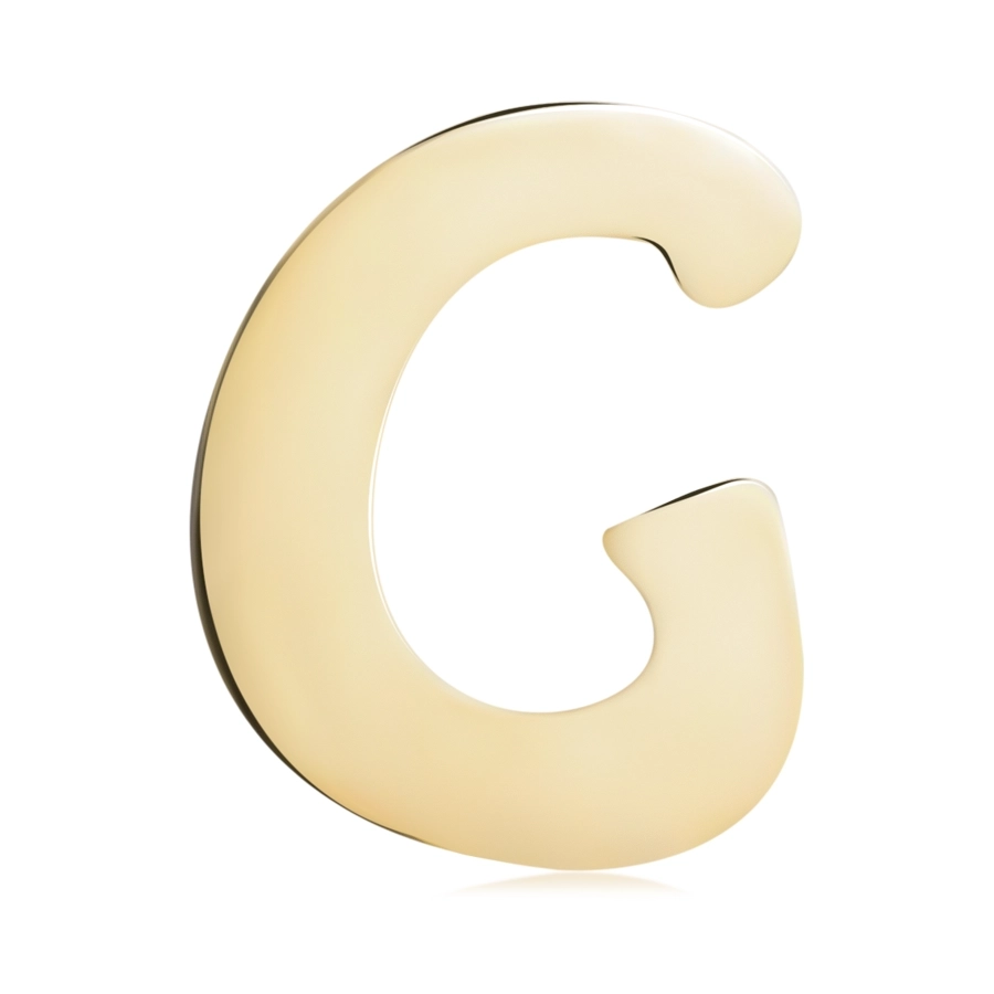 Zlatý 14K prívesok - lesklý a hladký povrch, tlačené veľké písmeno G