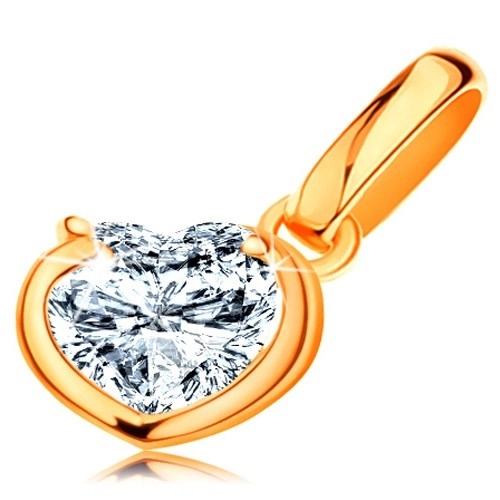 E-shop Šperky Eshop - Ligotavý zlatý prívesok 585 - číre zirkónové srdiečko v neúplnom obryse GG119.16