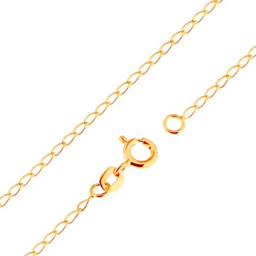 E-shop Šperky Eshop - Retiazka zo žltého 18K zlata - lesklé ploché oválne očká, 500 mm S3GG171.02
