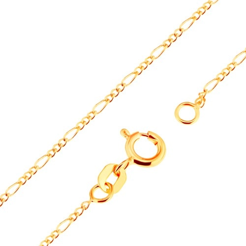 E-shop Šperky Eshop - Zlatá 18K retiazka - vzor Figaro, tri oválne a jedno podlhovasté očko, 500 mm GG172.05