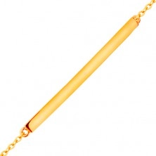 Náramok zo žltého 14K zlata - lesklý úzky pás, retiazka z oválnych očiek, 185 mm