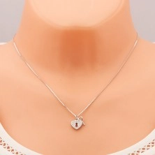 Strieborný 925 náhrdelník - retiazka s príveskom, srdcová kladka s kľúčikom