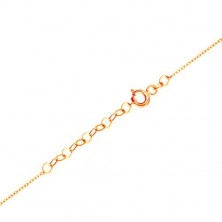 Zlatý 14K náhrdelník - ligotavá tenká retiazka, prívesok - malé ploché srdiečko