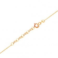 Zlatý náhrdelník 585 - kontúra srdca v obruči a dve visiace srdiečka na retiazkach