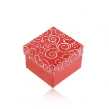 Darčeková krabička v červenom odtieni, biele srdiečkové ornamenty