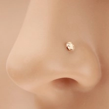 Zlatý 585 piercing do nosa, rovný - ligotavý zirkónik čírej farby, 1,5 mm