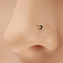 Piercing do nosa zo žltého 14K zlata, okrúhly zirkónik čiernej farby, 1,5 mm