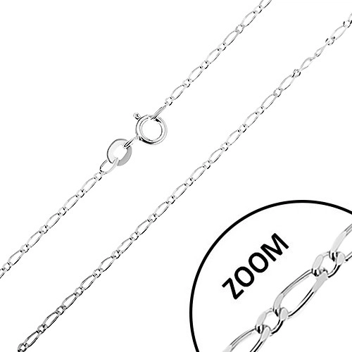 E-shop Šperky Eshop - Lesklá strieborná retiazka 925, dlhé a krátke oválne články, šírka 1,3 mm, dĺžka 460 mm AC17.23
