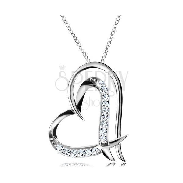 Strieborný náhrdelník 925 - dvojitá kontúra srdca, jemná retiazka