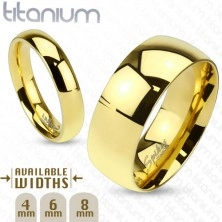 Hladký titánový prsteň s lesklým vypuklým povrchom, zlatý odtieň, 4 mm