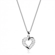 Strieborný náhrdelník 925 - obrys srdca zo zirkónových línií, retiazka