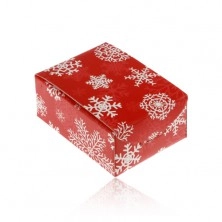 Krabička červenej farby na retiazku, náhrdelník alebo set, zimný motív