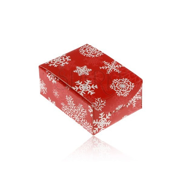 Krabička červenej farby na retiazku, náhrdelník alebo set, zimný motív
