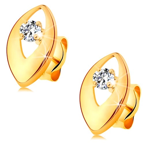 E-shop Šperky Eshop - Briliantové náušnice v žltom 14K zlate - žiarivý diamant v lesklom zrnku BT177.23