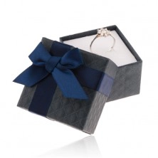 Darčeková krabička na prsteň, prívesok a náušnice, tmavomodrá farba, mašlička