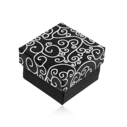 E-shop Šperky Eshop - Čierno-biela krabička na náušnice, prívesok alebo prsteň - točený vzor U29.18