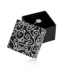 Čierno-biela krabička na náušnice, prívesok alebo prsteň - točený vzor
