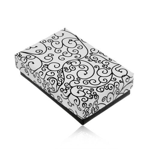 E-shop Šperky Eshop - Krabička na set alebo náhrdelník v čierno-bielom prevedení, potlač ornamentov U31.11