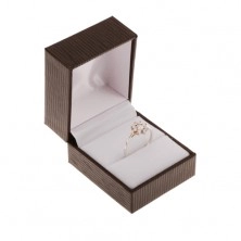 Darčeková krabička na prsteň, prívesok alebo náušnice, tmavohnedá farba, ryhy