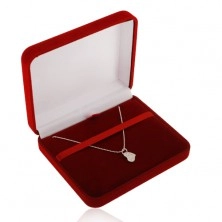 Tmavočervená veľká krabička na retiazku alebo náhrdelník, zamatový povrch