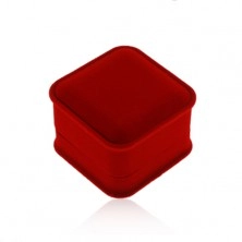 Zamatová krabička na prsteň alebo náušnice, hranatý tvar, červený odtieň