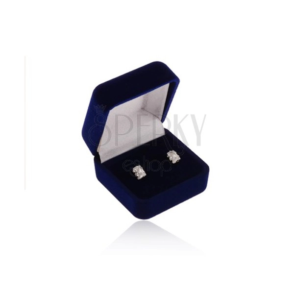 Darčeková krabička na prsteň alebo náušnice, zamatový povrch, tmavomodrý odtieň